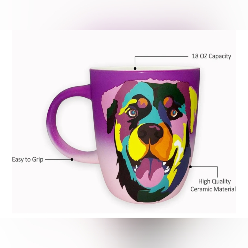 NWT Rottweiler Soft Touch Colorful Dog Mug by Desirable Sip - Picture 4 of 4